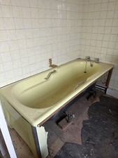 Vintage  Retro Twyford Primrose Yellow Cast Iron Bath And Sink