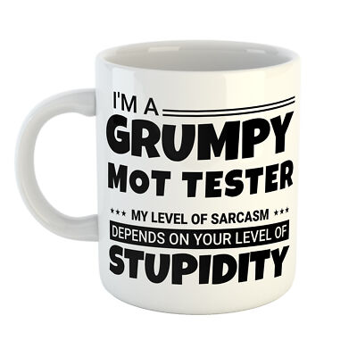 PERSONALISIERTE TASSE MÜRRISCHER MOT-TESTER MEIN SARKASMUS HÄNGT VON IHRER DUMMHEIT AB
