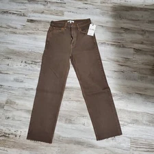 NWT RE/DONE 70s Ultra High Rise Stove Pipe Jeans Brown Women’s Size 26