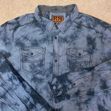 Rock Revival Button Up Shirt Embroidered Tie Dye Western Rock XL Y2K