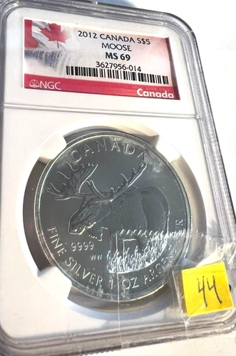 2012 Canada $5 Moose NGC MS 69 - Some Toning upper side of Coin