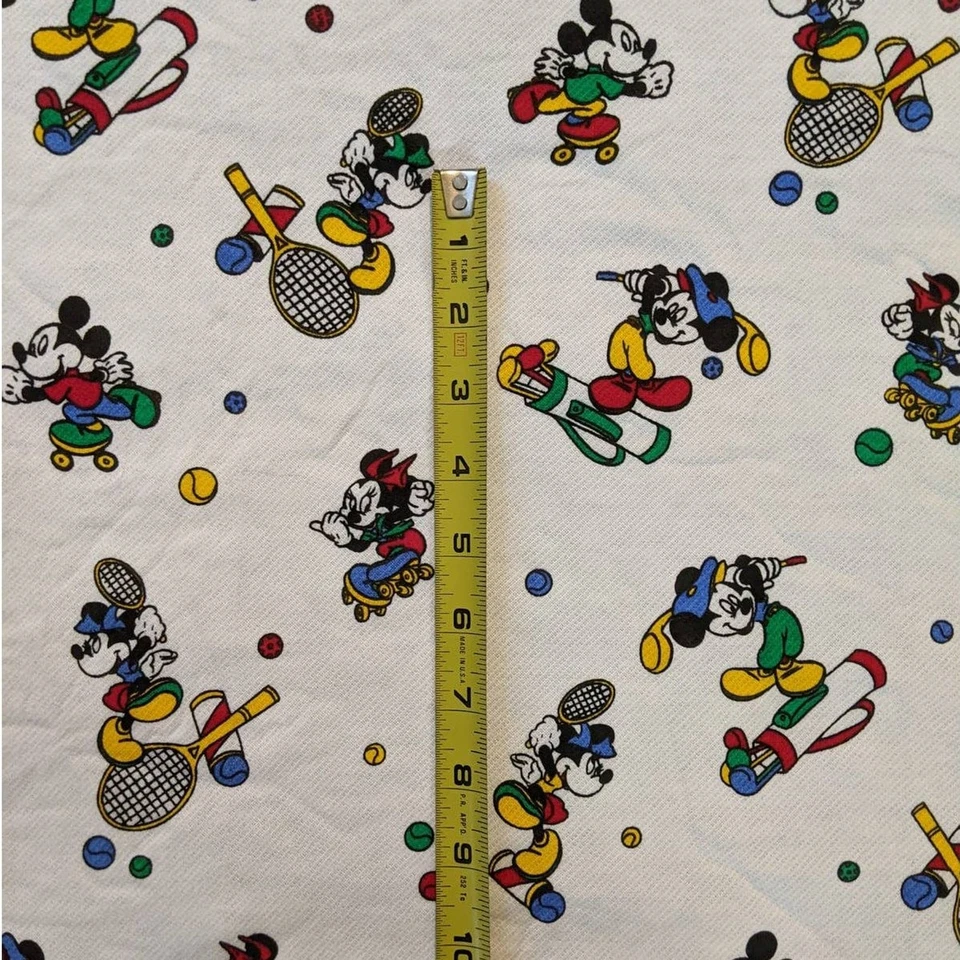 Vintage Mickey and Minnie Mouse Sports Themed Fabric One Sided Fleece Sweatshirt - Image 3 of 4