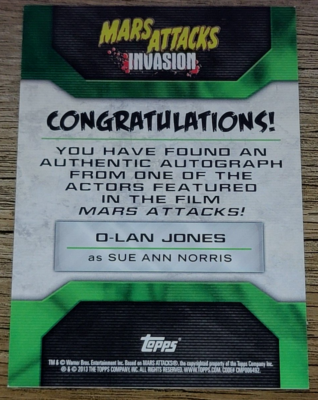 2013 Topps Mars Attacks O-Lan Jones as Sue Ann Norris Autograph | eBay