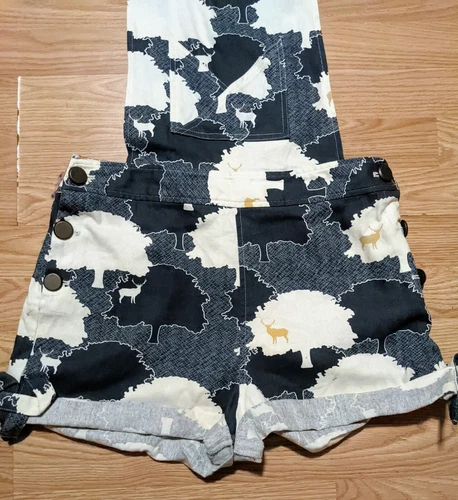 Vaute Overalls Romper S Rare Deer Print Cotton Canvas Summer Whimsical image 3