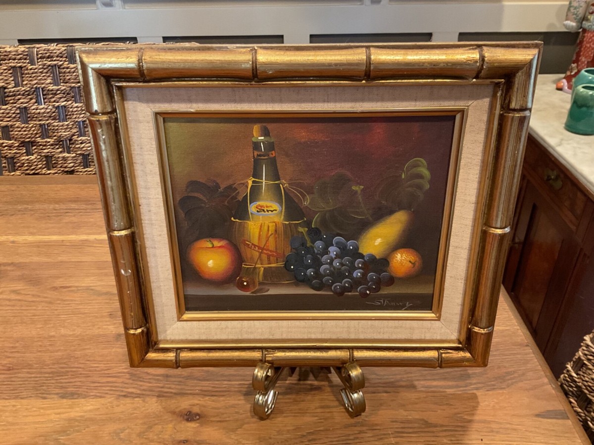 VTG Framed Original Oil on Canvas Still Life Artist Signed STANLEY