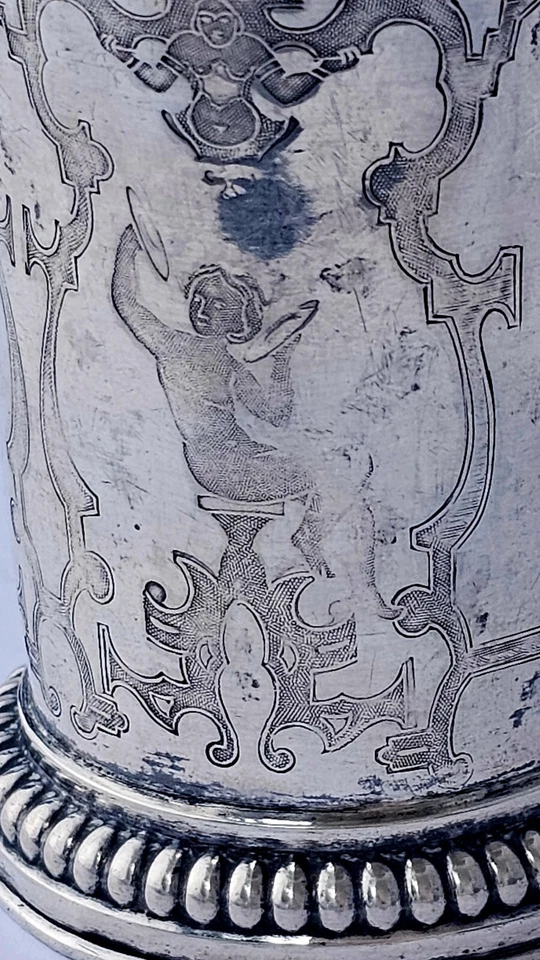 Silber Becher  Vergoldet Feine Stichelarbeit Vor 1851 Gestichelt MUSEN ENGEL - Bild 2 von 4