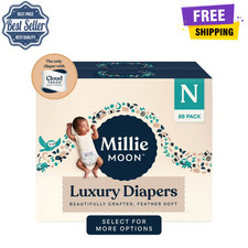 Millie Moon Luxury Baby Diapers, Size Newborn Size 0 , 88 Count, Hypoallergenic