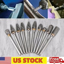 10 Pcs 1/4 Double-Cut Tungsten Steel Carbide Rotary Burr Die Grinder Shank-Bit🔥