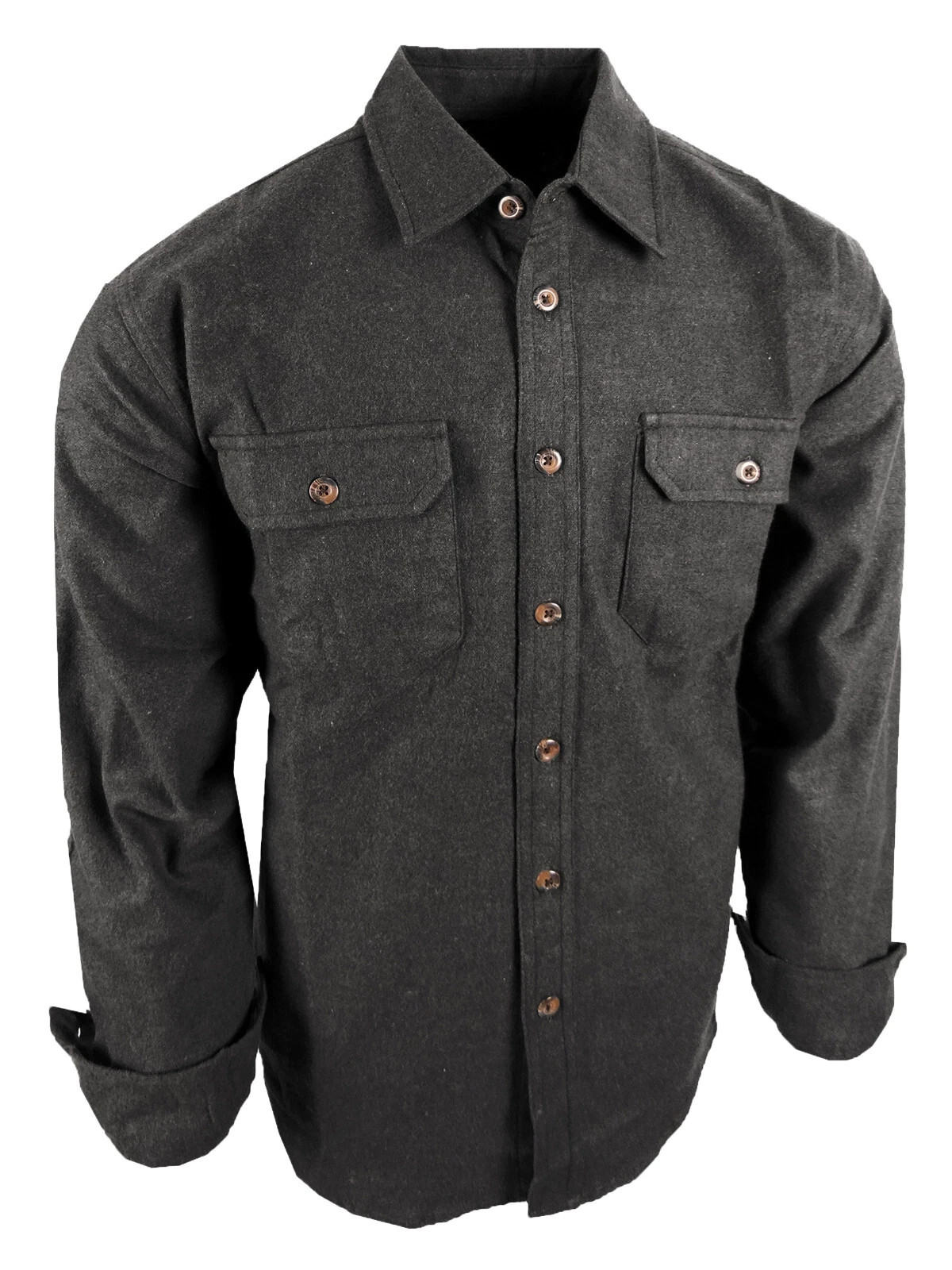 Chamois Shirt Mens Flannel Thick Rugged Work Stretch Button 