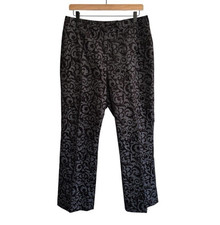 Vintage Trousers ETC. Pants Women Size 12 Velvet Flocked Scroll Pattern Office
