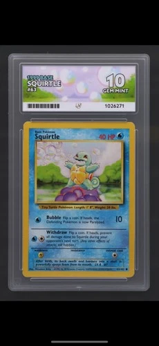 ACE 10 squirtle 63/102 Base Set 1999 Non holo Pokemon card UNLIMITED