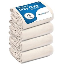DIRT DEFENSE 6x9 (4-Pack) Cotton Canvas Drop Cloth Tarp for Painting Art