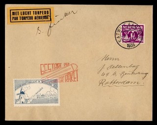 DR WHO 1935 NETHERLANDS SPACE ROCKET MAIL EZ #5C1 ZUCKER SIGNED R86345