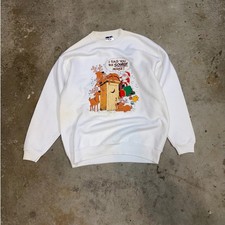 Jerzees Mens Sz M Graphic Sweatshirt Santa Reindeer Outhouse Christmas Humor