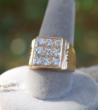Estate 9000 Men's 14K Yellow Gold Large 9 Diamond Ring sz 12.25