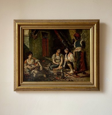 Antikes Ölgemälde von George Sherwood Hunter nach Eugene Delacroix gerahmt