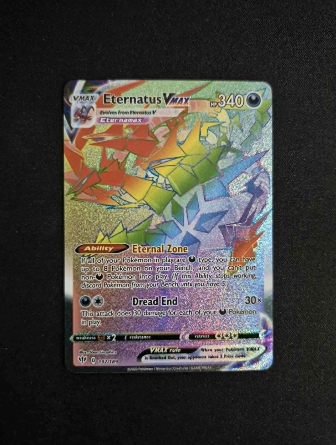 Eternatus VMAX 192/189 - Pokemon TCG Darkness Ablaze - NM - Rainbow Secret Rare