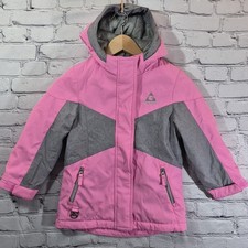 Gerry Girls Winter Coat Size XS 5-6 Pink Gray Hooded Warm Waterproof Jacket