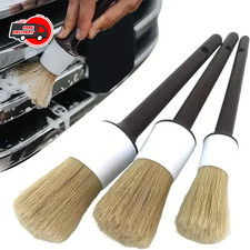 3PCS Car Detailing Brush Set Boar Hair Bristle Interior Exterior Cleaning Tool