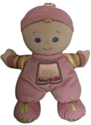 Fisher Price Brilliant Basics Babys First Doll Pink Plush lovey rattle 10'' toy