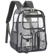 Clear Backpacks for Girls Boys, Heavy Duty PVC Transparent Bookbag See Throug...