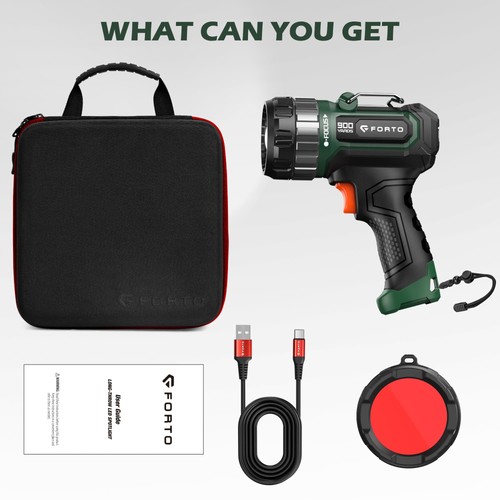 Foco compacto de mano con lente roja, foco recargable de 1400 lúmenes... - Imagen 8 de 9
