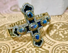 New $200 HEIDI DAUS "Pure Heaven" Cross Bangle Bracelet Crystal Enamel Size S