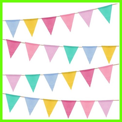 24 Flags Imitated Burlap Pennant Banner, Multicolor Fabric Triangle Colorful ...