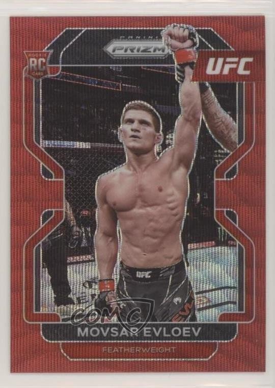 2022 Panini Prizm UFC Ruby Wave Prizm Movsar Evloev #130 vf1