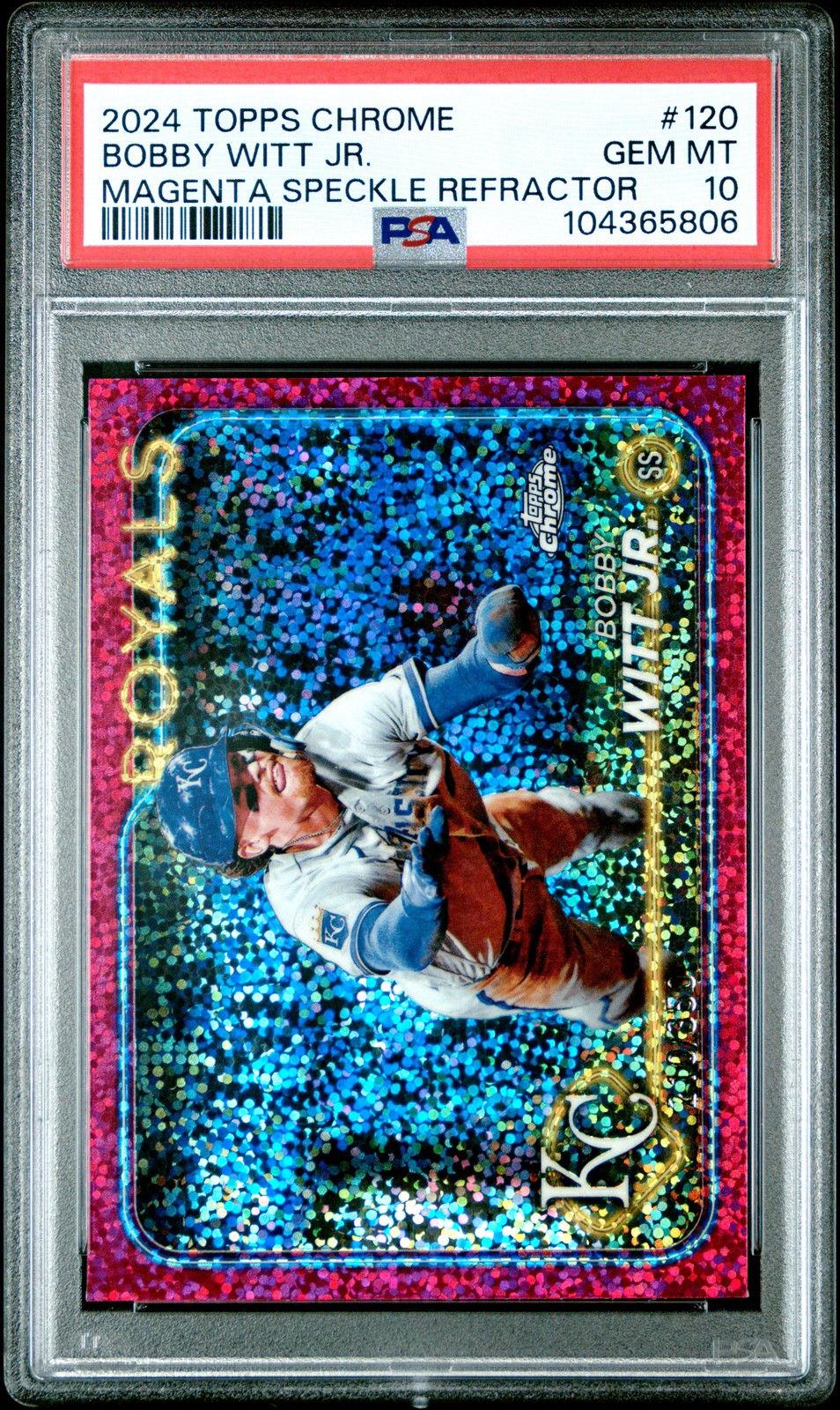 2024 TOPPS CHROME MAGENTA SPECKLE REFRACTOR #120 BOBBY WITT JR. 210/350 PSA 10