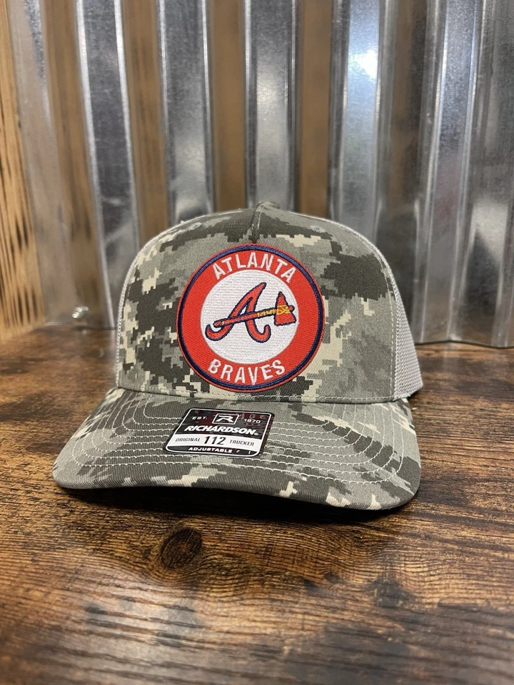 Atlanta Braves Custom Trucker Hat Cap Digital Camo Logo Custom Made - Image 2 of 4