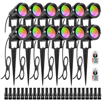 12W RGB Low Voltage Landscape Lights, LED Color Changing Landscape Lighting, ...
