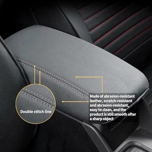 Center Console Armrest Cover for Subaru Forester 2013-2018 Light Gray Leather Foto 3 de 4