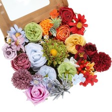 Artificial Flowers Combo Silk Mix Fake Flower with Stem Faux Flower Set Colorful