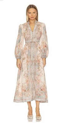 Zimmermann August Plunge Midi Dress - Size 2 Brand New With Tags
