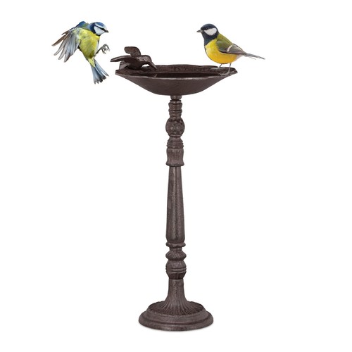 Pociones para pájaros hierro fundido flores baño para pájaros comedero jardín decoración con soporte - Imagen 1 de 8