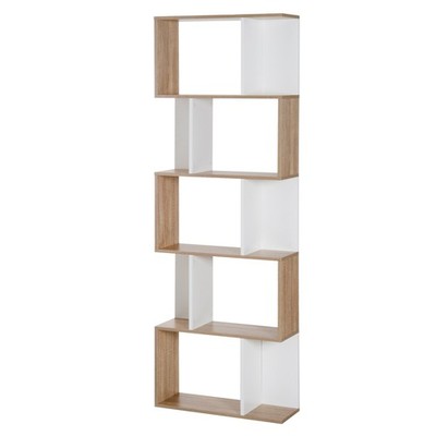 HOMCOM 5-stufiges Bücherregal Aufbewahrung Vitrinenregal S Form Design Einheit