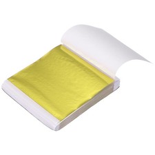 200 Sheet Gold Leaf Sheet, 3.3"x3.7" Booklet Paper,Yellow