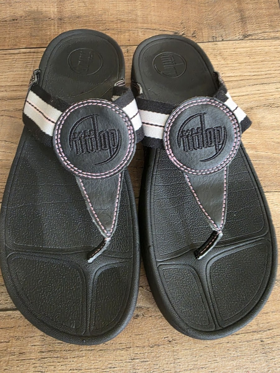 FitFlop Women Walkstar Toe-Post Sandals in All Black UK Size Eur