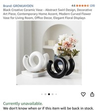 Vase à fleurs unique vase artistique noir céramique vase à fleurs