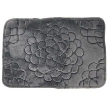 Floral Embossed Memory Foam Bathmat Gray