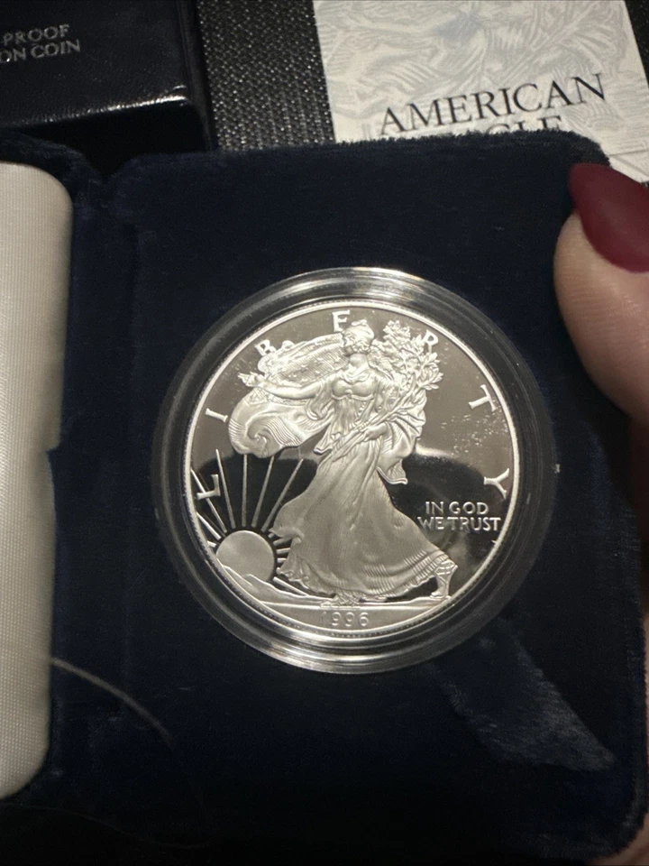 Dólar American Silver Eagle 1996 P Proof $1 Foto 3 de 4