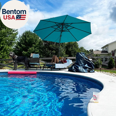 Open-Box Cantilever Patio Umbrella | 360 Rotation & UV 11'Round / Turquoise Blue Open-Box Cantilever Patio Umbrella | 360 Rotation & UV 11'Round / Turquoise Blue