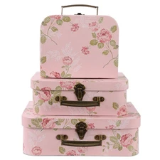 Set of 3 Paperboard Suitcases Storage Box Storage Gift Boxes With Lids for Ph...