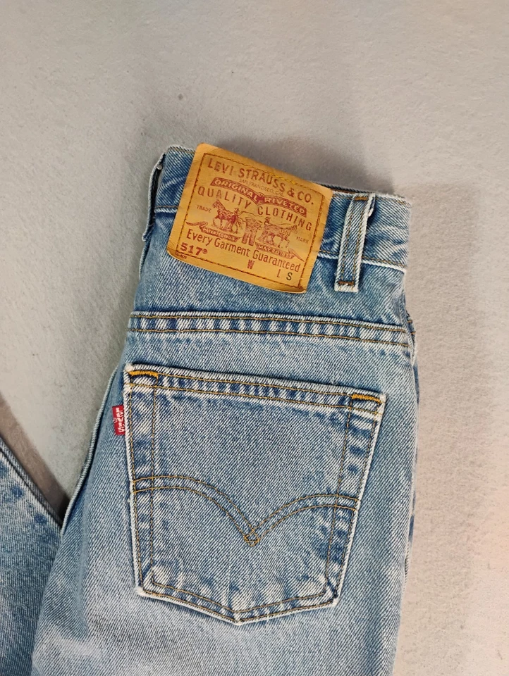 VTG Levis 517 Womens Jeans 5 Juniors Blue Boot Cut Low Rise Light Stone 90s USA - Image 2 of 4