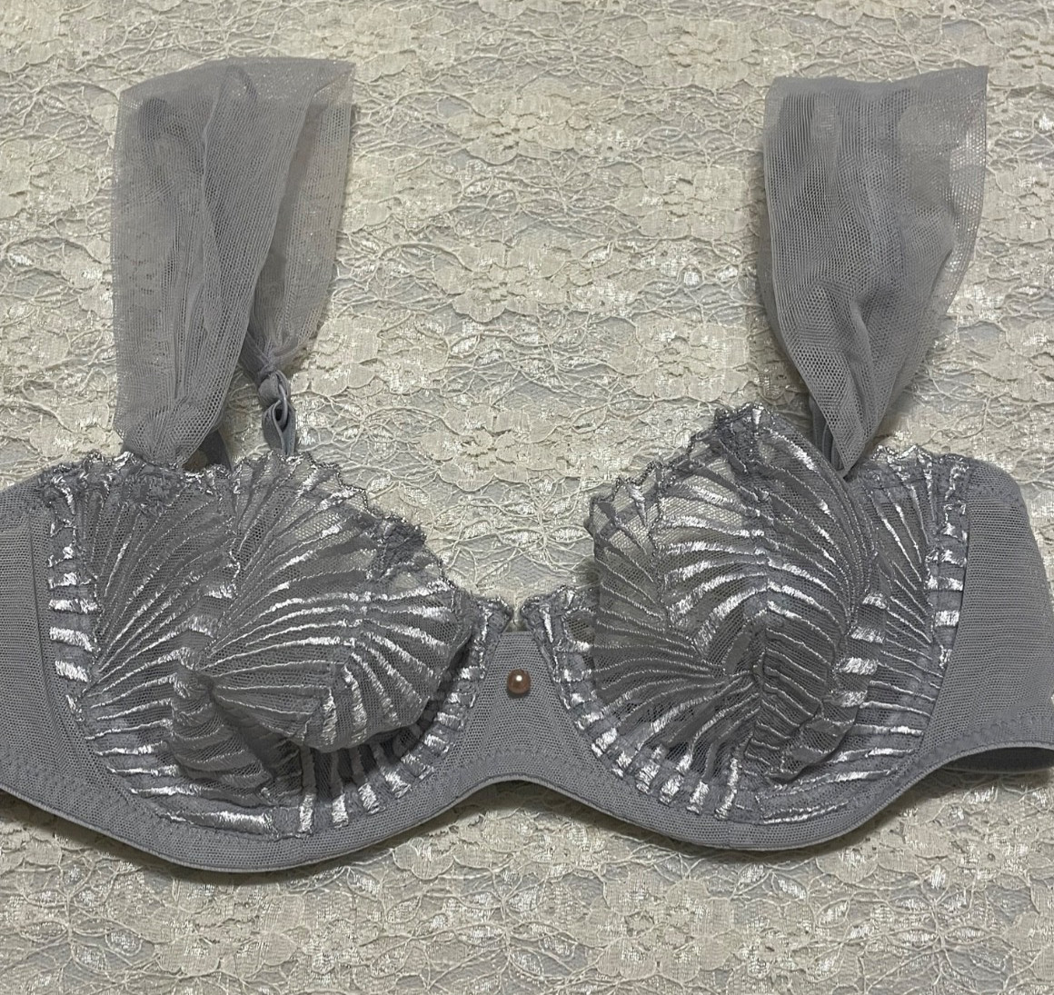 La Perla New Venus Collection 32B Balconette Bra Silver