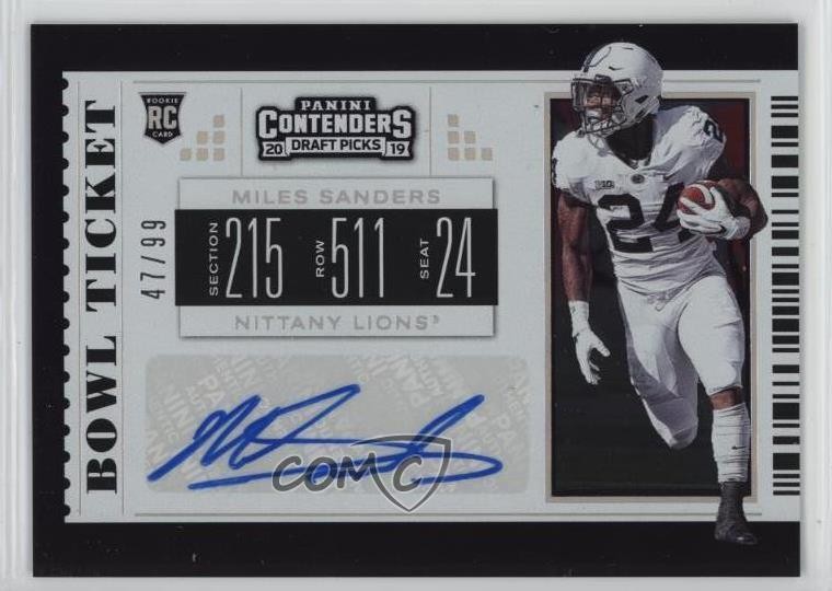 2019 Contenders Draft Picks Bowl Ticket /99 Miles Sanders Rookie Auto RC 1lu5