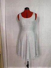 Ann Taylor Loft Womens Eyelet Dress Fit & Flare Size 4 Lace Light Blue D408
