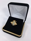 Vintage Joan Rivers Blue Rhinestone Bee Pin Brooch Gold Tone Costume Jewelry 1"