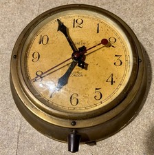 Vintage MAGNETA Brass Railway Clock  7inch Self Starting original parts Untested